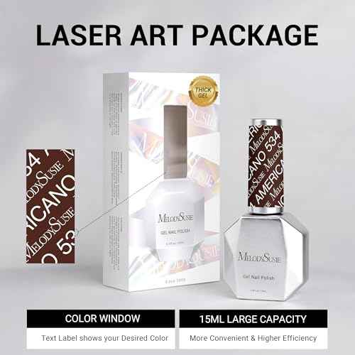 MelodySusie Thick Americano Brown Gel Nail Polish,0.5fl oz Nails Soak Off UV LED Caramel Coffee Brown Gel Polish Gift for Women Nail Art Manicure Salon DIY Nail Design Decoration at Home-534-A1205