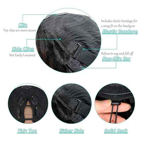 V Part Wig Human Hair Body Wave Glueless No Leave Out Upgrade 16 Inch U Part Wigs Human Hair Clip In Half Wigs 100% Real Human Hair Elastic Drawstring For Women 180% Density Nutural