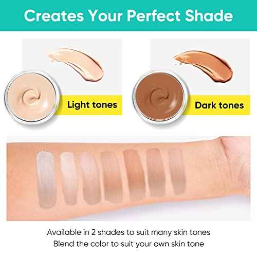 Tattoo Cover Up Makeup, 2 Colors Waterproof & Sweatproof Tattoo Cover Up Makeup, Long Lasting and Invisible Body Makeup Suitable for Vitiligo, Dark Spots, Scars-Natural