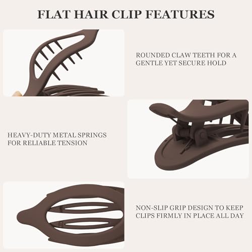 8 Pcs French Flat Hair Clips for Women Matte Claw Clips for Thick & Thin Hair No-Slip Hair Claw Strong Hold Styling Barrettes Accessories