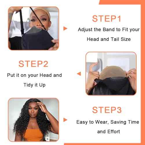 Glueless Wigs Human Hair Pre Plucked Pre Cut 4x4 Lace Closure Deep Wave Wig 180% Density Wear and Go Human Hair Curly Wigs for Black Women Natural Black Color with Baby Hair Small Head Friendly 28Inch