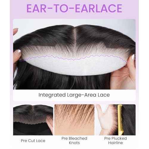 Highlight Lace Front Wig Human Hair Loose Wave 6X5 Glueless Wigs Human Hair Pre Plucked 180% Density Wear and Go Highlight Short Bob Wigs for Women Pre Everything 14inch
