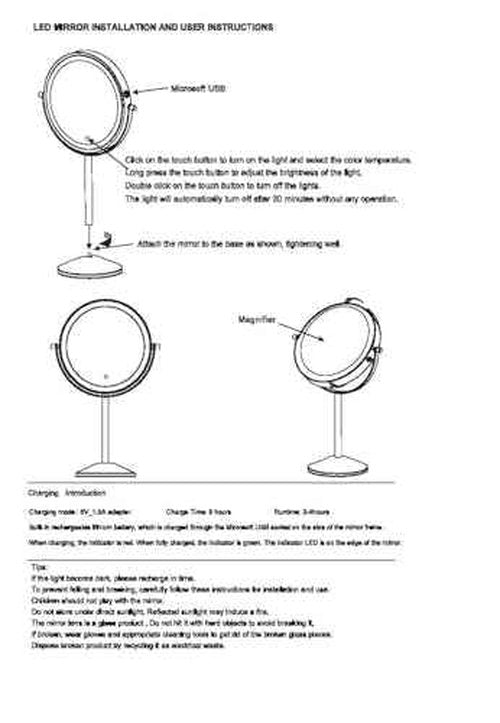Aoglenic Makeup Mirror with Light, 8 inch Rechargeable 1X 10X Magnifying Mirror, Lighted Vanity Mirror with Magnification, Double Sided 360° Rotation, 3 Colors and Brightness Adjustable
