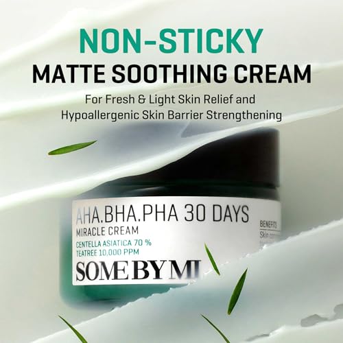 SOME BY MI AHA BHA PHA 30 Days Miracle Cream - Pack of 2 - Mild Exfoliating Salicylic Acid & Centella Face Moisturizer for All Skin Types - Daily Soothing & Clarifying Face Cream - Korean Skin Care