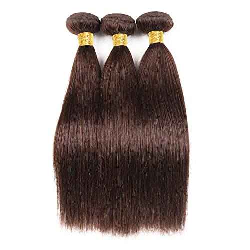 18 20 22 Inch Chocolate Brown Human Hair Color 4 Bundles Dark Brown Human Hair Straight Bundles Double Weft No Tangle Brazilian Unprocessed Virgin Remy Hair Extensions