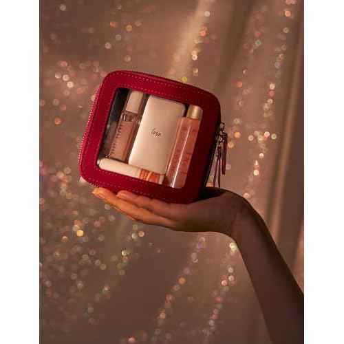 Popvibe Clear Makeup Bag Travel Cosmetic Case Transparent Toiletry Bag with Zipper, Portable Make Up Organizer Traveling Compact Car Bag for Essentials