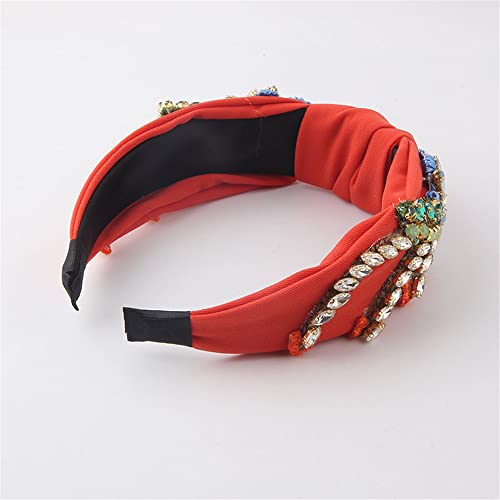 QTMY Rhinestone Crystal Headbands for Women,Hair Hoop Accessories Headwear Jewelry,522 (Red1)