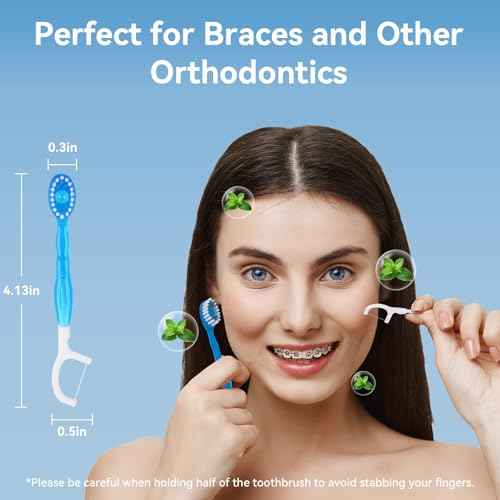60 Count Disposable Mini Travel Toothbrushes Individually Wrapped, 5-in-1 Pre-Pasted Mini-Brush+Floss+Pick+Tongue Scraper, On The Go Portable Toothbrush with Freshening Bead, Coolmint