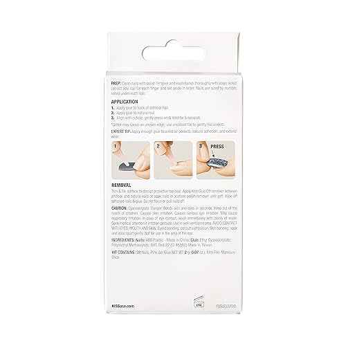 KISS Voguish Fantasy, Press On Nails, Nail glue included, 'Glam and Glow', White, Short Size, Squoval Shape, Includes 28 Nails, 2g glue, 1 Manicure Stick, 1 Mini File