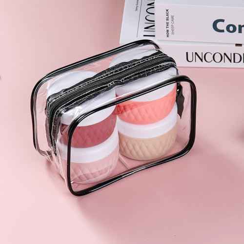 Travel Containers for Toiletries, Silicone Cream Jars BPA-Free, TSA Approved 3oz Travel Size Containers, Leak-proof Silicone Jars with Lid for Cosmetic Face Hand Body Cream (4 Pack)