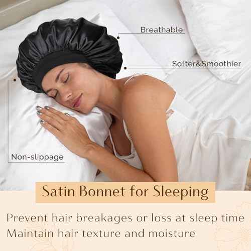YANIBEST Silk Bonnet for Men Women Hair Bonnet for Sleeping Double Layer Satin Bonnet for Natural Curly Hair Unisex Sleep Cap