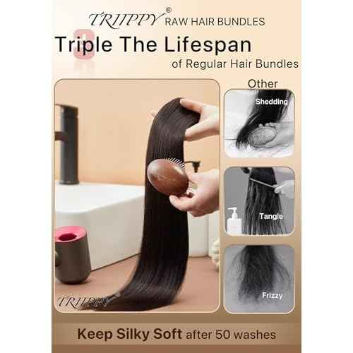 TRIIPPY Yaki Straight Human Hair Bundles,100% Raw Cambodian Hair Sew In Weave Single Bundle,Triple The Lifespan Over Regular Virgin Hair Bundle,No.1 Raw Hair Brand On Amazon(22 Inch,Natural Color)
