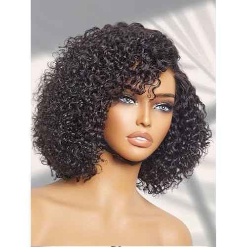 LUVME HAIR Short Curly Wig Human Hair 8 Inch Glueless Wigs Human Hair Pre Cut Lace Closure Undetectable HD Lace Wig