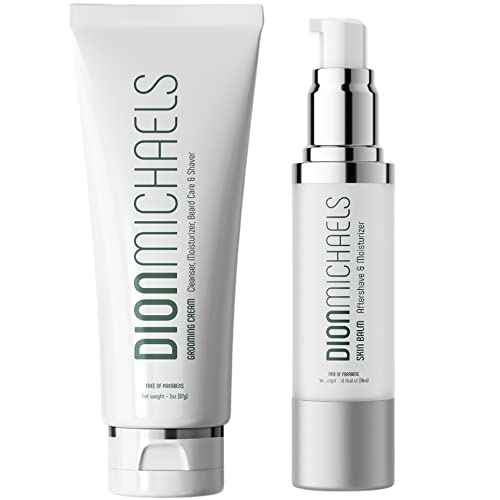 2-Pack Shaving Cream Set for Men - Includes 3oz 4-in1 Shaving Cream, Facial Cleanser, Beard Care, Face Moisturizer & 1oz 2-in1 Aftershave Balm & Moisturizer for Men - For All Skin Types