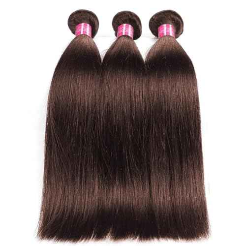YISEA Straight Human Hair Bundles Brown #4 Color Straight 3 Bundles (16 18 20Inch)100% Unprocessed Hair 12A Brazilian Virgin Chocolate Brown Human Hair Bundles