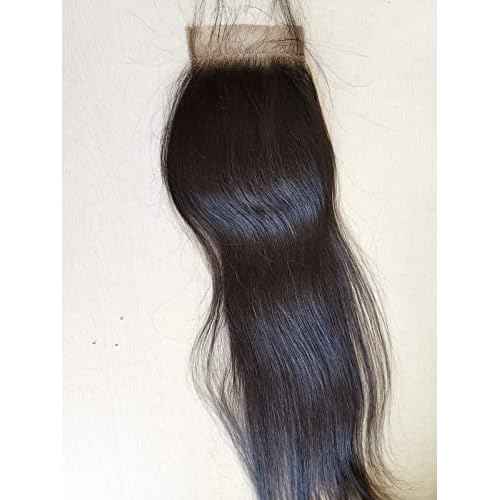 Clytie 4¡¿4 Lace Closure Unprocessed Raw Indian Temple Human Hair Silk Straight Medium Brown Lace Closures (4¡¿4 16")