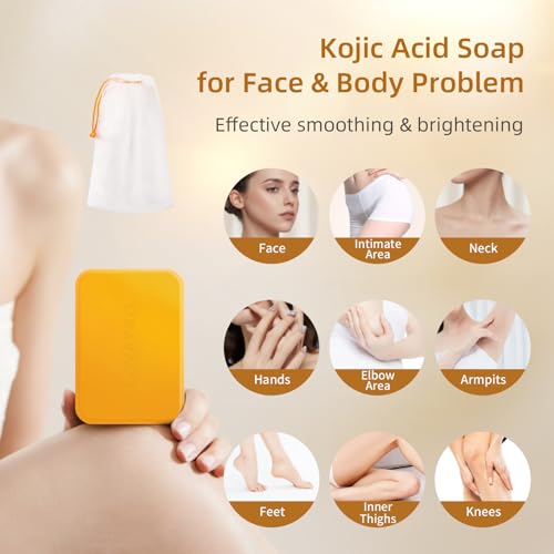 Kojic Acid Turmeric Soap Bar Dark Spots for Face & Body, Deep Cleansing, Gentle Soap Sensitive Skin Formula, All Skin Types