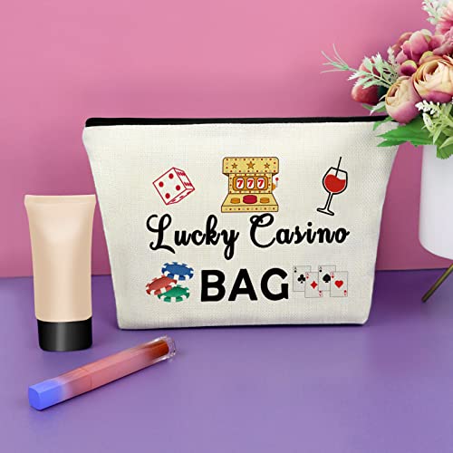 Sazuwu Lucky Casino Gifts Makeup Bag for Women Gambling Themed Gifts for Grandma Mom Birthday Mothers Day Retirement for Casino Lovers