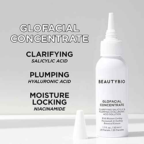 BeautyBio GLOfacial Hydro-Infusion Deep Pore Cleansing + Blue LED Clarifying Set: Tool + Concentrate