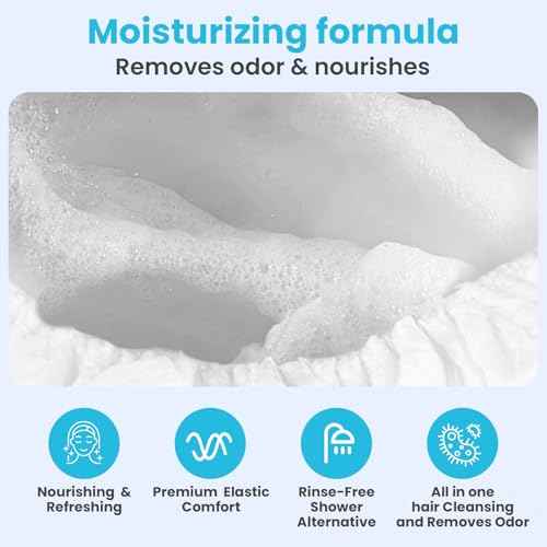 Drench No Water Hair Washing Cap - Waterless Shower Caps with Shampoo and Conditioner - Disposable Rinse Free Wash Aids - Ideal for Elderly and Disabled - Pack of 24