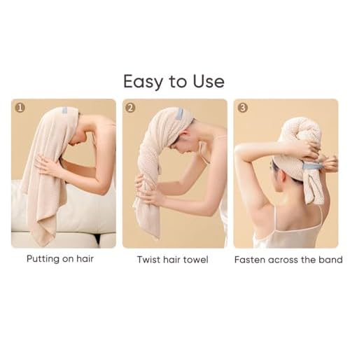 Microfiber Hair Towels, Waffle Hair Towel Set, Super Soft Highly Absorbent, Sturdy Quick Drying Turbans for Long, Thick, Curly Hair (5 Pack, 40" x 20")