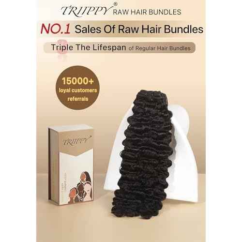 TRIIPPY Real Raw Burmese Curly Bundles Human Hair,100% Burmese Raw Hair Sew in Weave Single Bundle,Triple The Lifespan Over Regular Virgin Hair Bundle,No.1 Raw Hair Brand On Amazon(20 Inch)