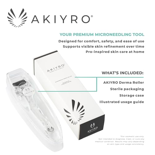 Derma Roller 0.30mm - Microneedle Roller with Storage Case - 192 Micro Needling Dermal Tool for Face, Beard, Scalp & Body - At Home Microneedling Skin Care Device for Women & Men (Black)