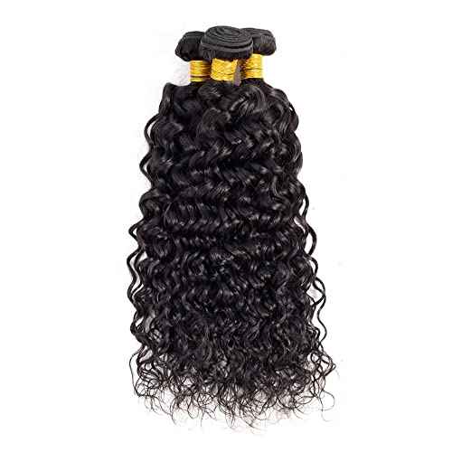 Water Wave Bundle Natural Black Human Hair 3 Bundles Brazilian Unprocessed Virgin Hair Extensions Double Weft Bundle For Women 14 16 18 Inch