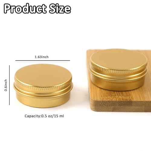 30 Pcs 0.5 oz Aluminum Tin Cans Metal Round Tins Salve Tins Empty Lip Balm Containers with Lids Gold