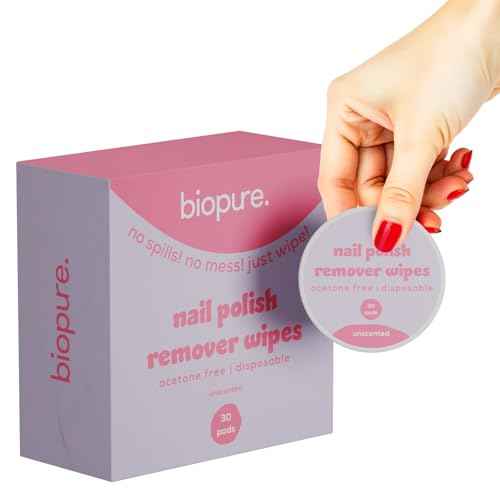 Biopure Nail Polish Remover Wipes Acetone-Free & Non-Toxic ? Quick & Easy Nail Polish Removal, Travel-Friendly Disposable Pads w/Sealable Jar (720 Count, Unscented) Bulk Pack
