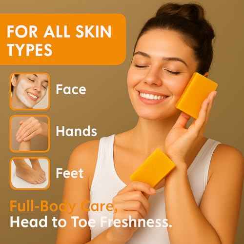 Turmeric Wash and Care 2 Piece Set ? 2 bottles turmeric face wash with brush + 3 Pack Cleansing Soap Bars for Face and Body, Turmeric Face Wash and Soap Combo for All Skin Types