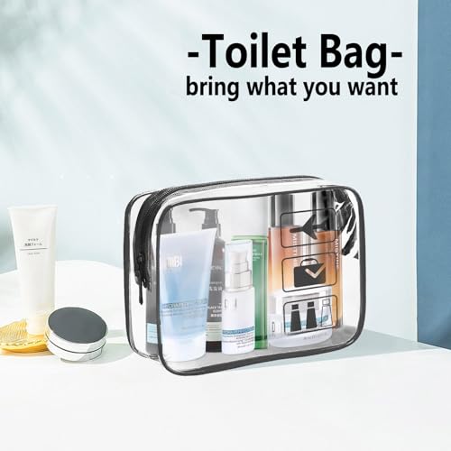 Clear Makeup Bags TSA Approved Toiletry Bag-6Pack£¬Clear TravelBags for Toiletries, Carry on Airport Airline Compliant Bag,Black