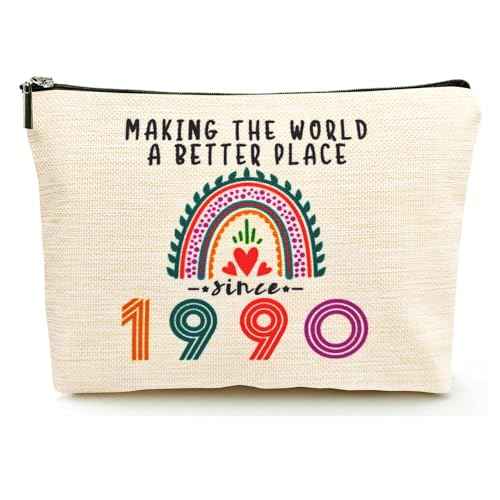 35th Birthday Gifts for Her Makeup Bags, 1990 Happy 35th Birthday Decorations for Women Her, 35 Year Old Gifts Ideas for Daughter, Sister, BFF, Female, Cosmetic Travel Pouch