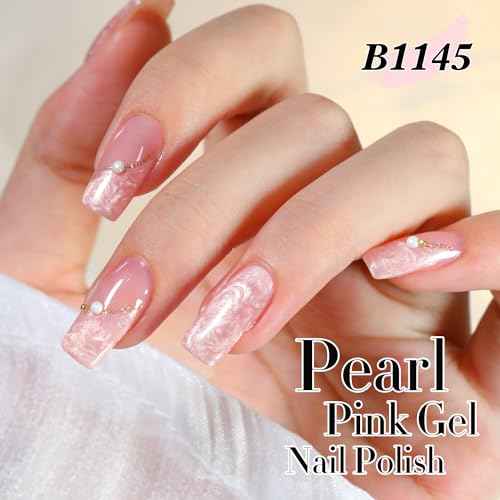 Double Rhythm Gel Nail Polish Set of 6 Colors Baby Light Pastel Milky Nail Polish Starter Kit Art DIY Salon Home (Pearl White Pink Green Blue Yellow Purple,Kit 30)