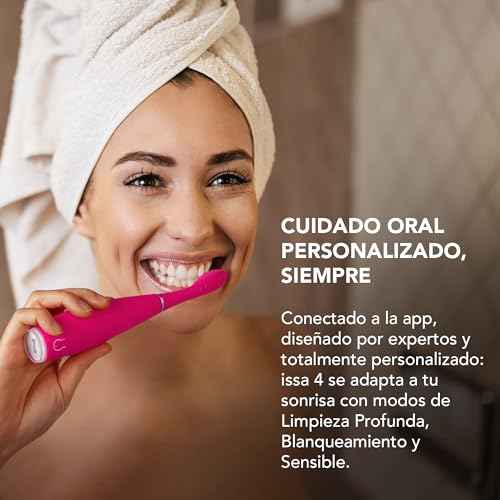 FOREO ISSA 4 Electric Toothbrush ? 4-in-1 Rechargeable with Extra Brush Head, Soft Bristles, Long-Lasting Use, Gentle Cleaning - Fuchsia