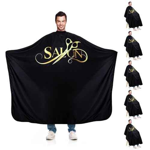 Hair Cutting Cape Barber Cape 63"¡¿55" Professional Barber Capes Water Resistant Hair Cape with Adjustable Neck Size (5 Pack)