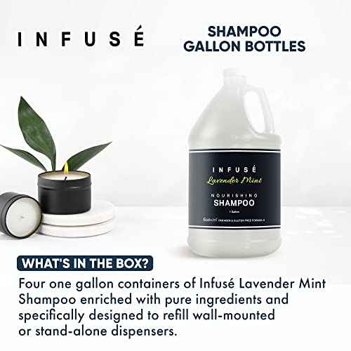 Terra Pure Infuse Lavender Mint Hotel Shampoo | 1 Gallon | For Hospitality & Vacation Rentals to Refill Dispensers | (4 Gallons)