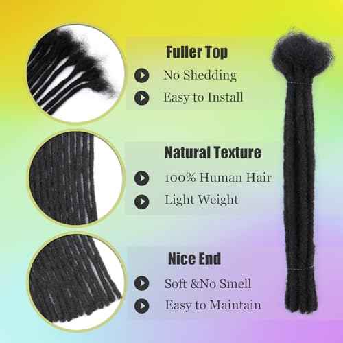 12 Inch Permanent Loc Extensions Human Hair 0.6cm 30 Strands Natural Black Handmade Dreadlocks Human Hair Dreads Extensions for Men/Women/Kids