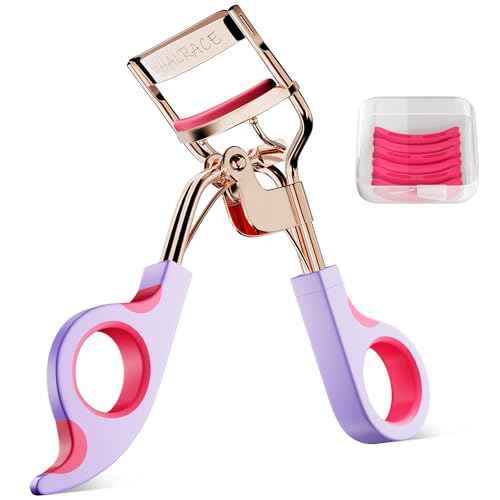 Eye Lash Curler with 6 Replacement Pads, Whalrace Eyelash Curlers Superior Curling Effect, Beautiful and Easy to Identify, Christmas Gifts for Her -Rose Gold Purple Red