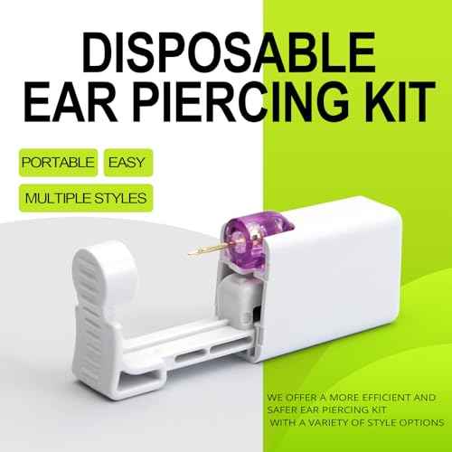 2 psc Ear Piercing Kit, Disposable ear piercing gun tool, pre-installed with gold 3mm pea earrings, at Home Self Piercing Kit (Little golden ball)