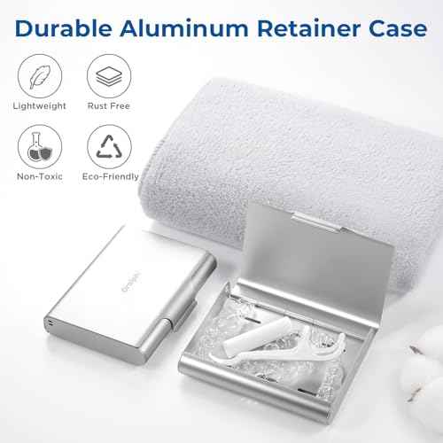 Aluminum Retainer Case for Invisalign Aligners, Partial Mouth Guard Case Denture Retainer Container Case Holder with Vent Holes, Slim Orthodontic Aligner Case for Traveling-1 Pack