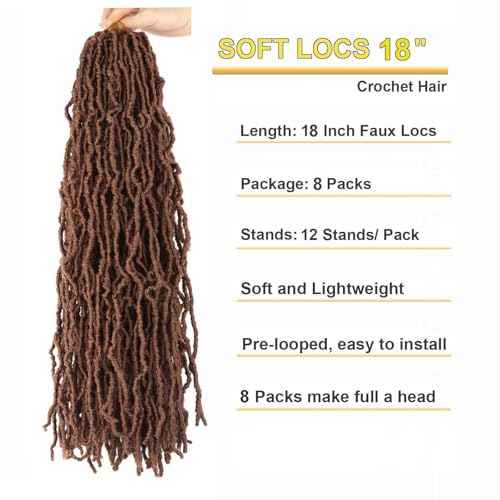 8 Packs Soft Locs Crochet Hair 18 Inch for Butterfly Locs Faux Locs Crochet Hair for Black Women (30#, 18 Inch(Pack of 8))