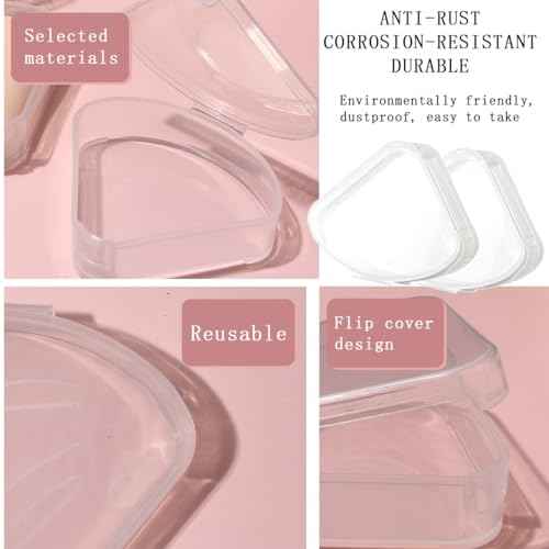 8 PCS Triangle Powder Puffs Holder Cases Clear Makeup Sponge Protective Container Portable Beauty Blender Holder Reusable Dust-Proof Pocket Cosmetic Puff Box for Travel (Transparent)