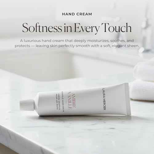 Laura Mercier Soufflé Hand Cream, 24HR Hydration, Nourishes and Repairs, Instantly Moisturizes and Improves Skin Texture, Infused with Shea, Mango, and Cocoa Butters, Ambre Vanille