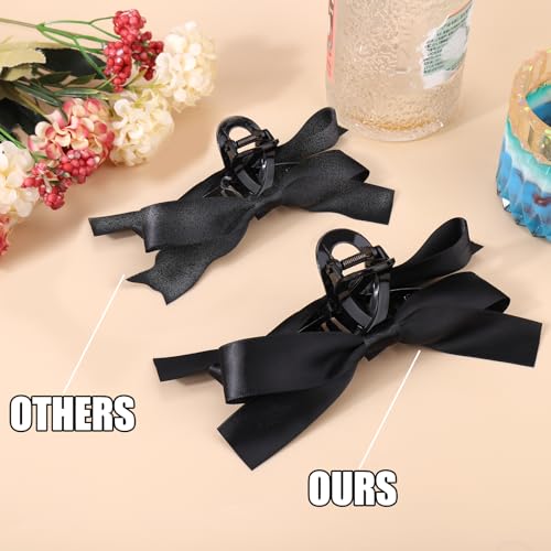 Vodolo Black Bow Hair Claw Clip for Women Girls,3PCS Nonslip Big Bows Hair Claws Barrette for Thick Thin Hair,Large Hair Accessories Christmas Birthday Gifts