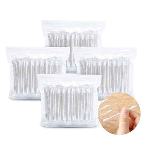 Cotton Swabs, Individually Wrapped Cotton Buds, 400 Count Biodegradable Cotton Tip Applicator Suitable for Ear, Beauty Care, Cleaning, Make-up£¨Round and Pointed Shape Cotton Heads£©