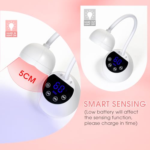 UV LED Nail Lamp, 36W Mini Cordless Flash Cure Gel X Lamp Gooseneck Portable LED Nail Light Nail Dryer Quick Drying UV Lamp for Nail Salon Home DIY Manicure