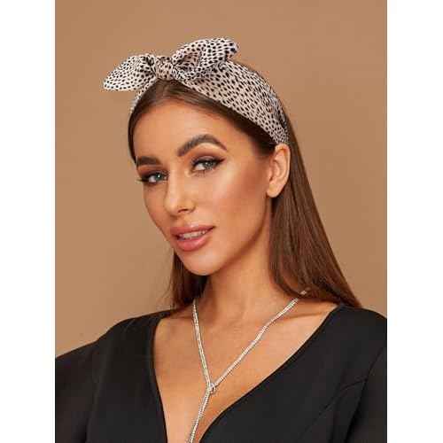 TOBATOBA Bow Headbands for Women Leopard Headband Cheetah Print Headband Cute Black Bow Head bands Women Top Knot Hairbands Hair Accessories