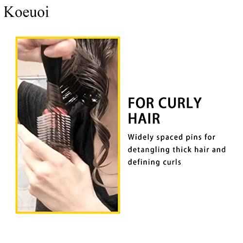 Classic Styling Curly Hair Brush. 9 Row Black Brush for Detangling, Separating, Shaping. For Women and Men Wet or Dry Hair.