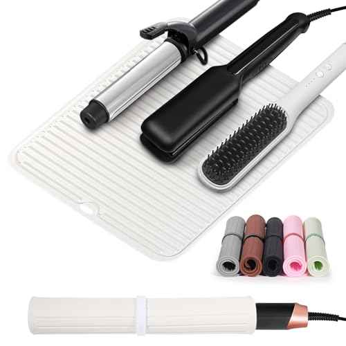 Quccefods Heat Resistant Mat Large Silicone Hot Hair Tools Mat for Curling Irons Flat Iron Hair Straightener Vanity Mat Portable Hair Styling Tools Hot Pad 14.2"*11"